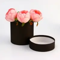 Коробка подарочная круглая, шляпная, чёрная, 13&times;13 см