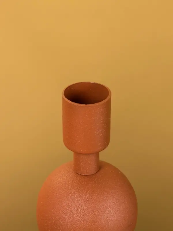 Подсвечник на 1 свечу текстурный  Подсвечник на 1 свечу текстурный "Терракота" с 2 сферами 8,5х8,5х18 см