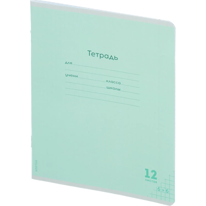 Тетрадь КЛЕТКА 12л.проз.плас.обл.plastic cover КЛАССИКА NEW ЗЕЛЕНАЯ,12-1410