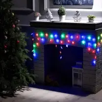 Гирлянда &laquo;Бахрома&raquo; 1.8&times;0.5 м с насадками &laquo;Звёзды&raquo;, IP20, прозрачная нить, 48 LED, свечение мульти (RG/RB), мигание, 220 В