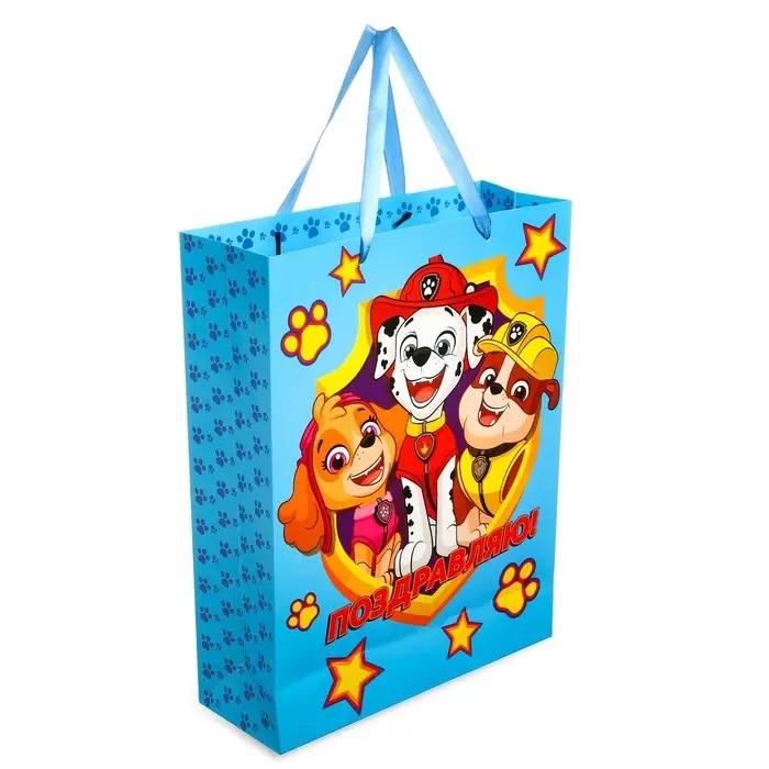 Пакет подарочный «Поздравляю»,31х40х11 см, упаковка, Щенячий патруль