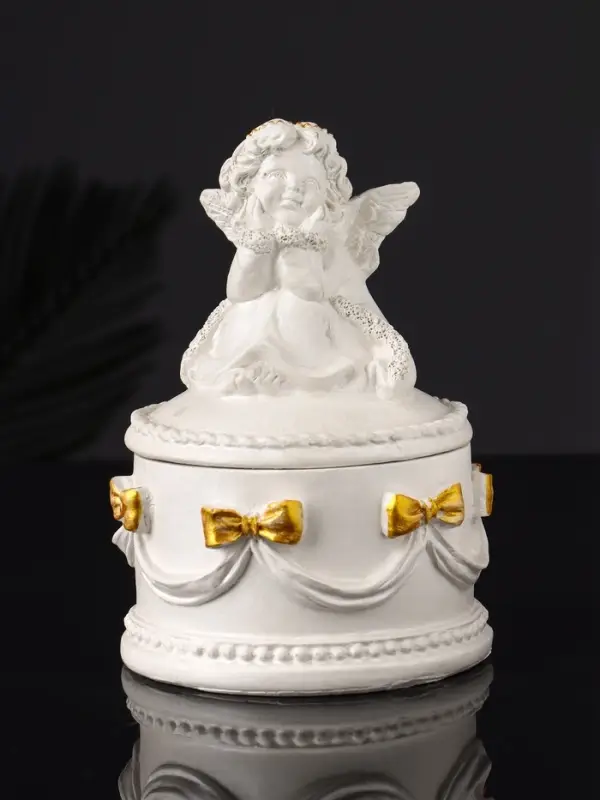 Шкатулка с бантами Шкатулка с бантами "Ангел " 12х9 см, перламутр