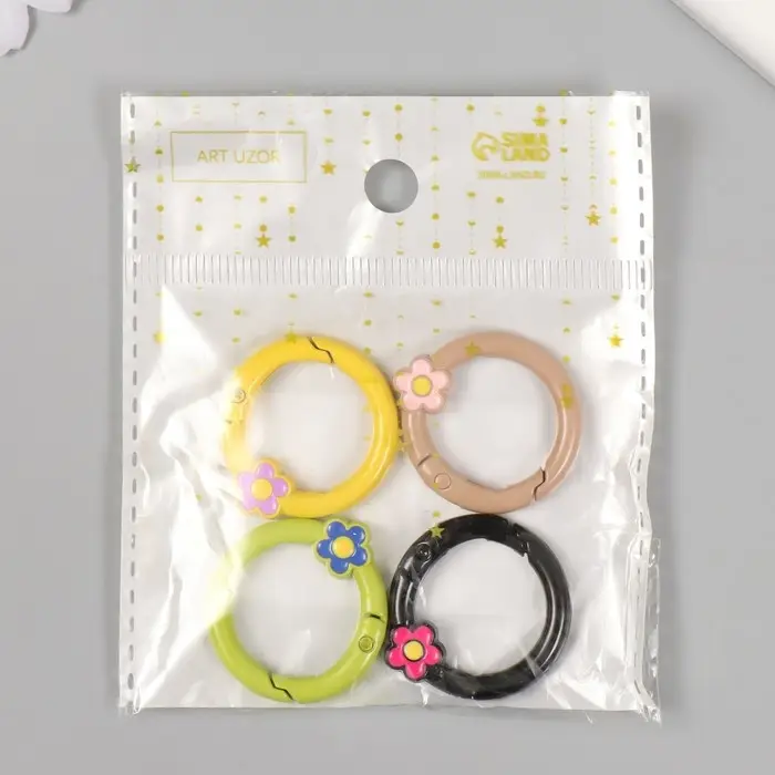 Карабин металл "Цветочек" МИКС 3х2,6 см