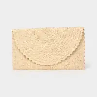 Сумка клатч плетёная из пальмового листа, 28&times;16&times;2 см, бежевая