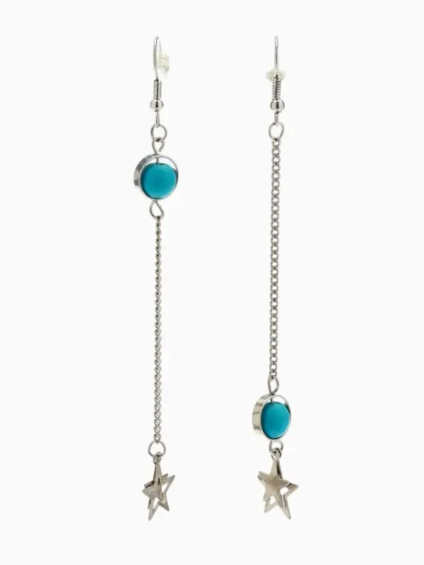 Серьги под натуральный камень &laquo;Звёзды&raquo;, бирюза, голубые в серебре