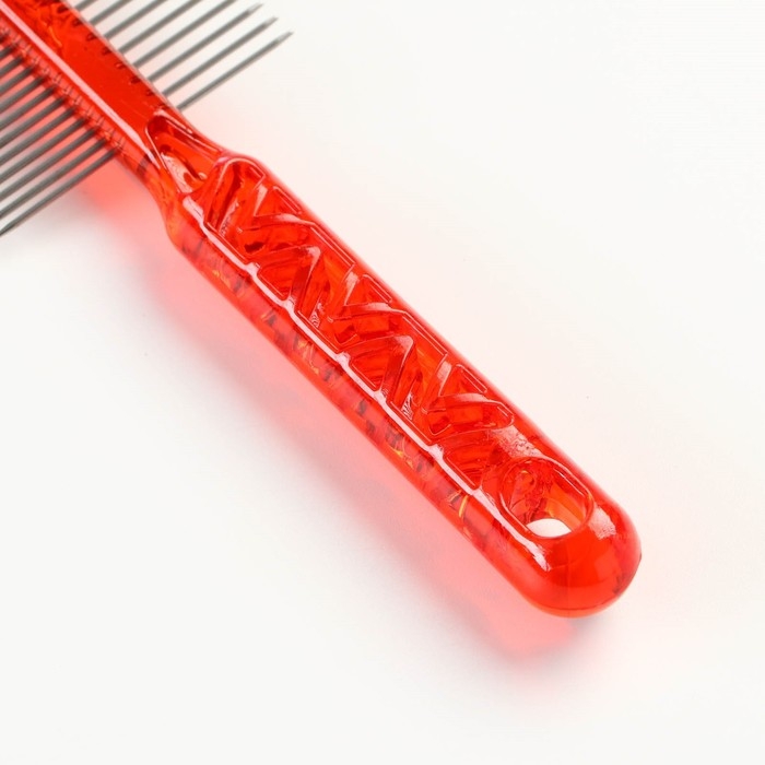 Расчёска для шерсти  Расчёска для шерсти "Пузырьки" двухсторонняя, прозрачная, 19,5 х 5,6 см, красная