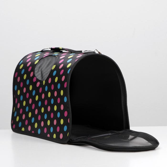 Сумка - переноска для животных  Сумка - переноска для животных "Горошек", чёрная, размер М, 40 х 21 х 27 см