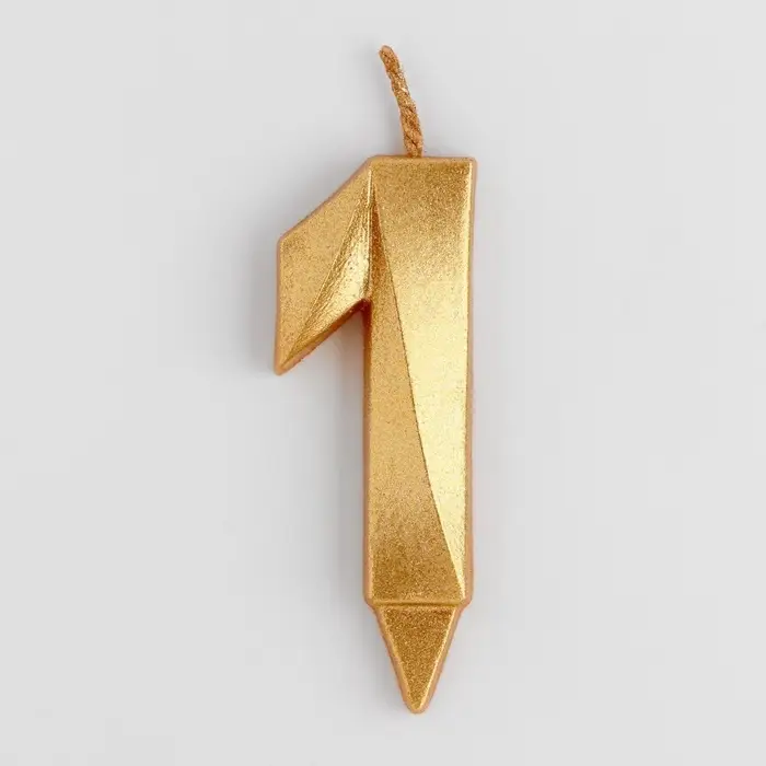 Свеча в торт «Цифра 1», золотая, 6.5 см Свеча в торт «Цифра 1», золотая, 6.5 см