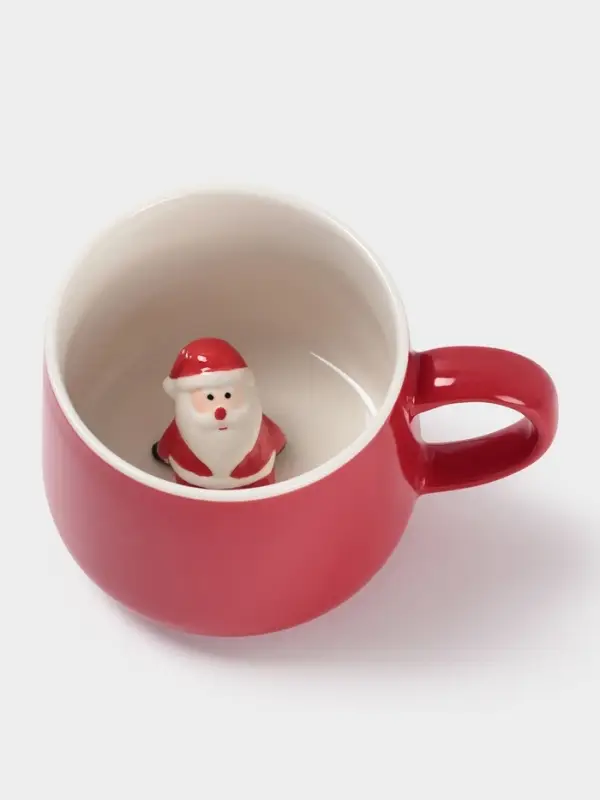 Кружка новогодняя «Дед Мороз», 300 мл, керамика, красная Кружка новогодняя «Дед Мороз», 300 мл, керамика, красная