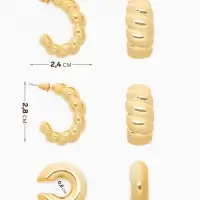 Серьги и каффы QF &laquo;Плетённый бублик&raquo;, набор, цвет золото