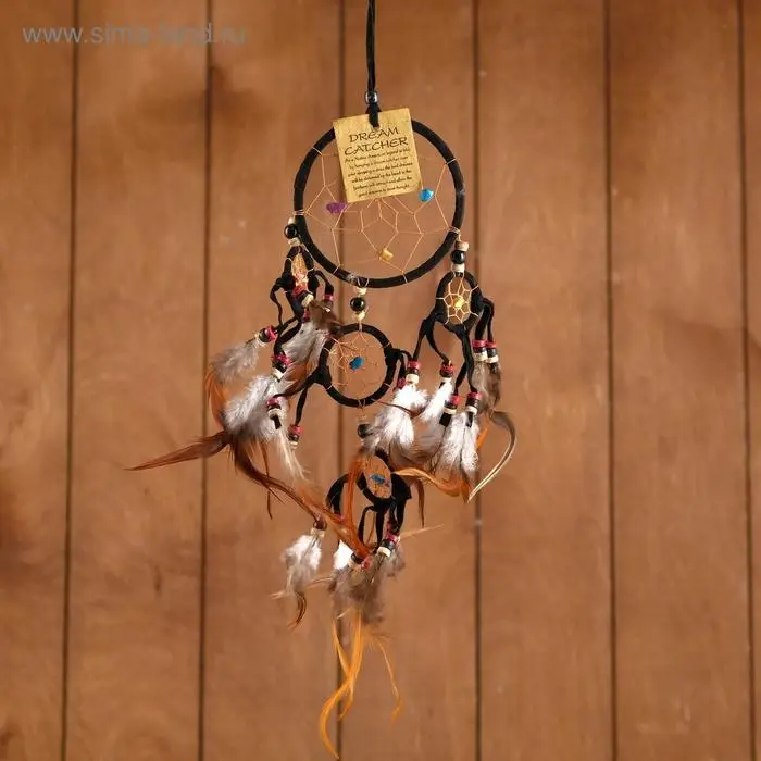 Ловец снов "Пять колец" чёрный 14х0,5х40 см