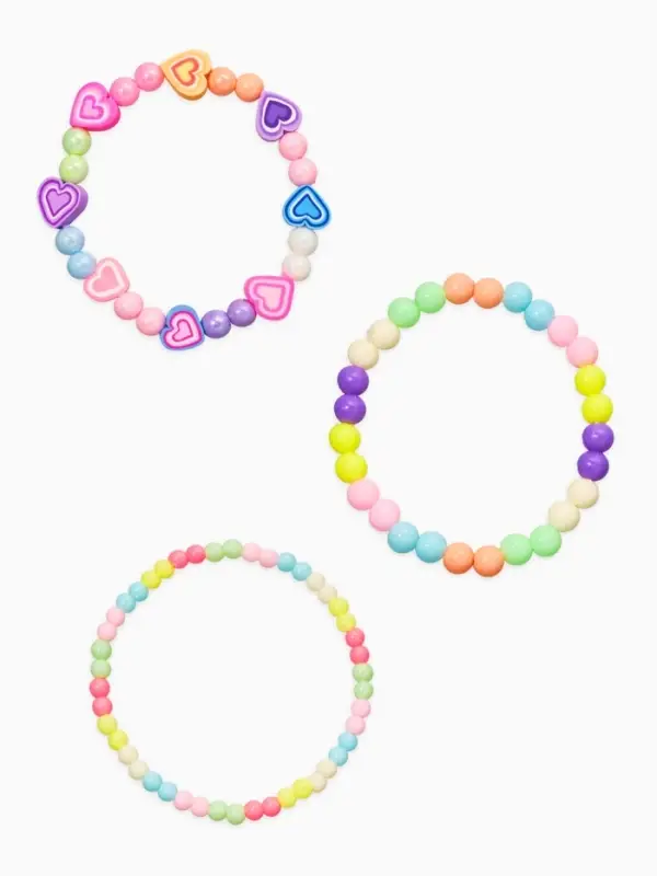 Браслет детский «Выбражулька», 3 шт. набор, бусины, сердце, цветной Браслет детский «Выбражулька», 3 шт. набор, бусины, сердце, цветной