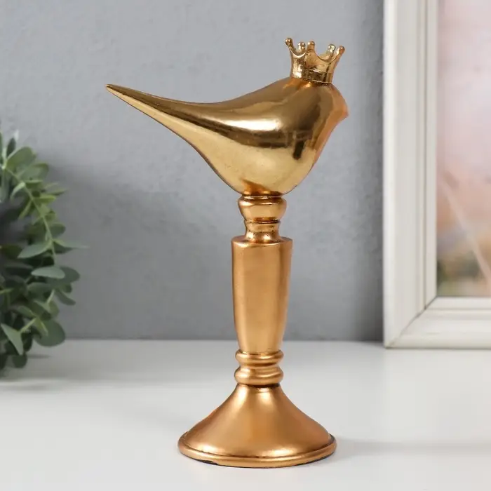 Фигура полистоун &laquo;Птица в короне&raquo;, золотая, 14.3&times;8&times;20 см