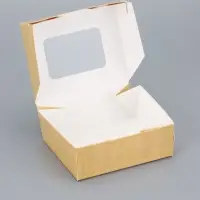 Контейнер на вынос, с окном, крафт, 10×8×3.5 см Контейнер на вынос, с окном, крафт, 10×8×3.5 см