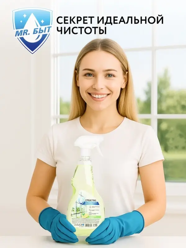 Средство для мытья стёкол, зеркал и окон, 750 мл, аромат лимон, Mr.Быт