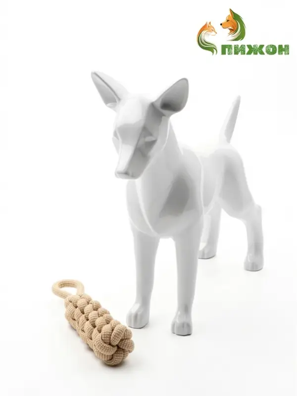 Игрушка для собак канатная, до 30 см, до 150 г, плетеная с ручкой