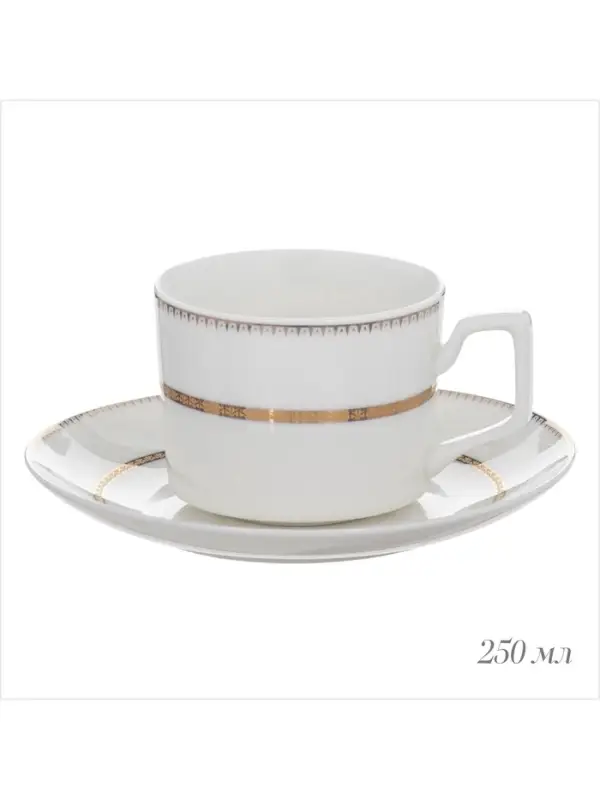 Чайный набор WY Grace, 12 предметов, кружка 250 мл 6 шт., блюдце d=15.5 см 6 шт., фарфор