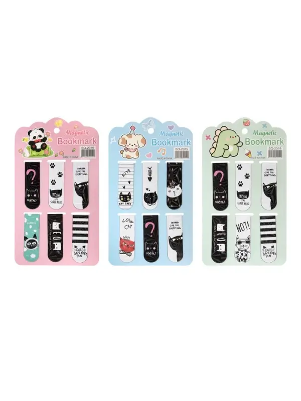 Набор магнитных закладок для книг Calligrata &laquo;Кошки&raquo;, 6 штук, МИКС