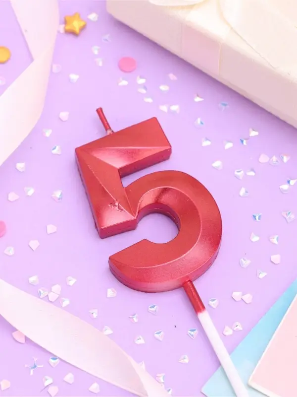 Свеча в торт на шпажке «Цифра 5», красная, 5 см Свеча в торт на шпажке «Цифра 5», красная, 5 см