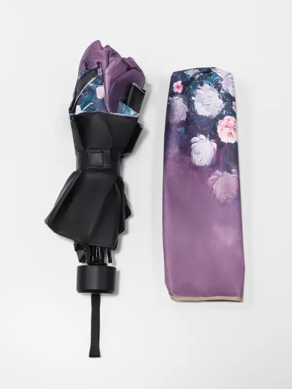 Зонт механический &laquo;Пионы&raquo;, эпонж, 4 сложения, 8 спиц, R=48/56 см, d=96 см, МИКС