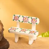 Мебель для кукол &laquo;Скамейка с цветами&raquo;, 6.5&times;3.5&times;6 см, дерево, белая