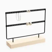 Подставка под серьги QF, 2 яруса, на 24 пары серёг, 27&times;7&times;20 см, чёрная