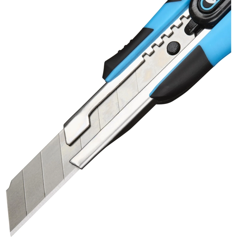 Нож универсальный Topfort 18мм с мет.напр.,дв.сист.выдв.+блок.лезв.,ABS+TPR