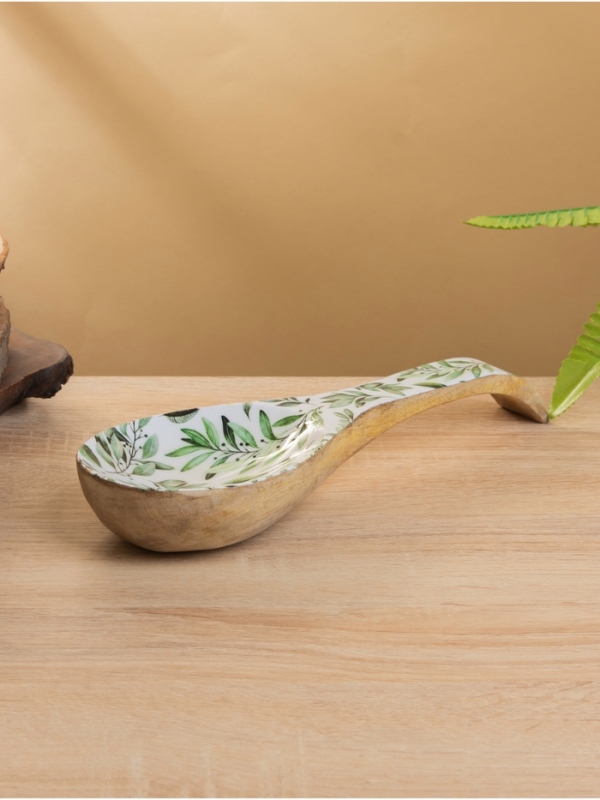 Подставка под ложку Подставка под ложку "Оливковая ветвь" дерево манго 25,5х9х3,8 см