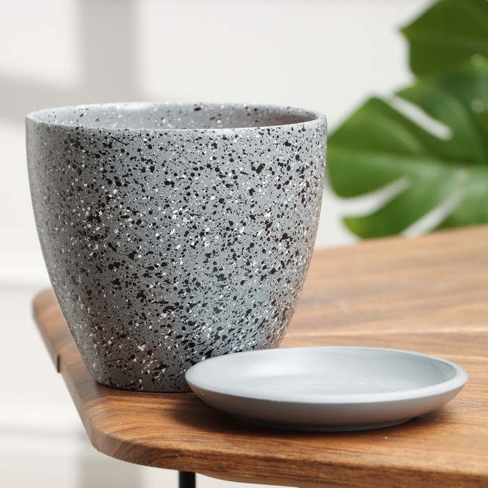 Горшок цветочный Горшок цветочный "Рябь" серый, 1,4 л