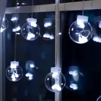 Гирлянда &laquo;Бахрома&raquo; 2.4&times;0.7 м с насадками &laquo;Шарики&raquo;, IP20, прозрачная нить, 108 LED, свечение белое, 8 режимов, 220 В