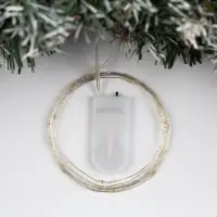 Гирлянда &laquo;Нить&raquo; 2 м роса, IP20, серебристая нить, 20 LED, батарейки CR2032&times;2 (в комплекте), свечение белое