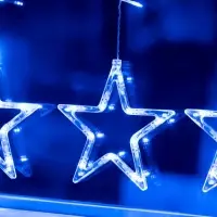 Гирлянда &laquo;Бахрома&raquo; 2.4&times;0.9 м с насадками &laquo;Звёзды&raquo;, IP20, прозрачная нить, 138 LED, свечение синее, 8 режимов, 220 В