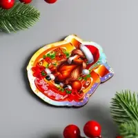 Набор магнитов новогодних «Новый год - 1», 5 шт., размер магнита 7 см Набор магнитов новогодних «Новый год - 1», 5 шт., размер магнита 7 см