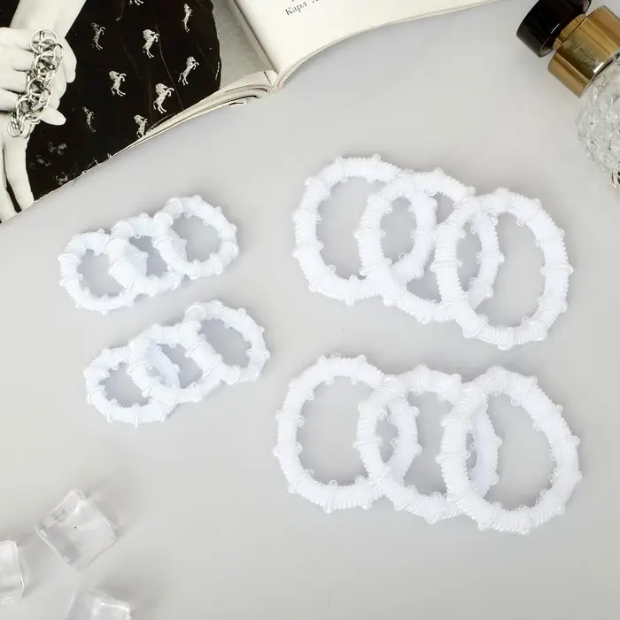 Резинка для волос Резинка для волос "Махрушка" (набор 12 шт) 2,5 см и 4,5 см, белый