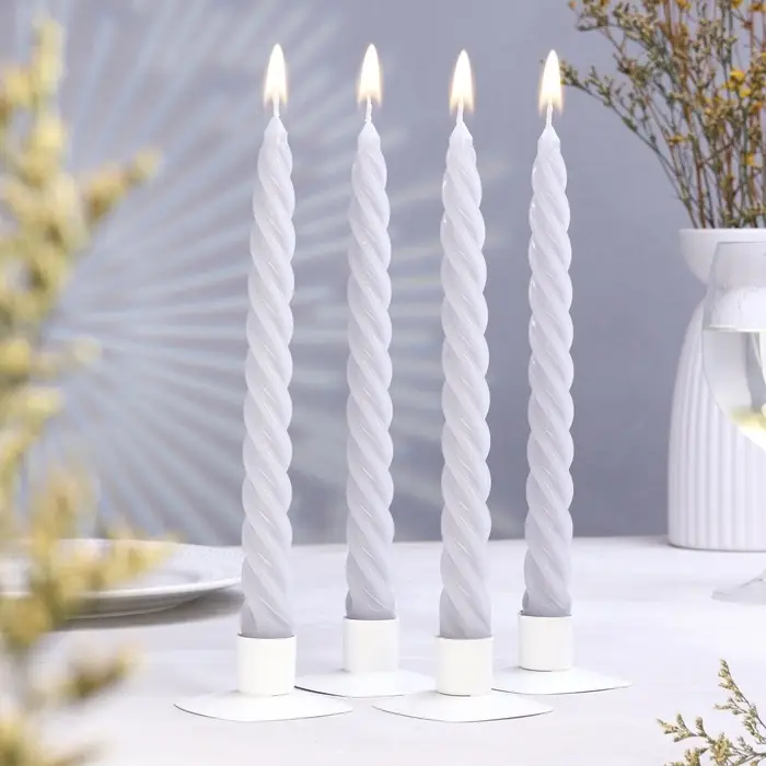Набор свечей витых, 2.3&times;24.5 см, 5 ч, 50 г, 4 шт., серый, в подарочной коробке