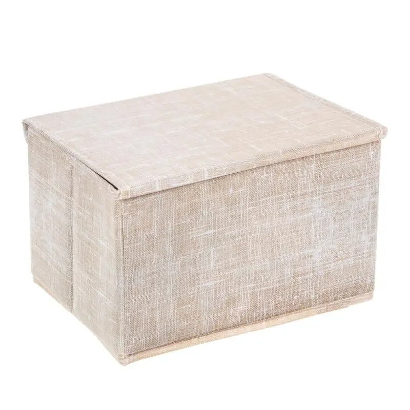 Кофр для хранения с крышкой тм VETTA ЛЁН, полиэстер, 26х20х15см, бежевый