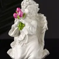 Фигурка гипс &laquo;Ангел с букетиком&raquo;, 15&times;8&times;9 см, перламутр