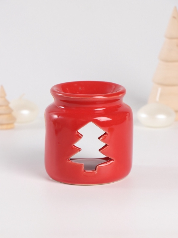 Набор: аромалампа для эфирных масел, мелтсы из воска ароматические «Ёлочка», красная, 7.5×7.5×8 см Набор: аромалампа для эфирных масел, мелтсы из воска ароматические «Ёлочка», красная, 7.5×7.5×8 см