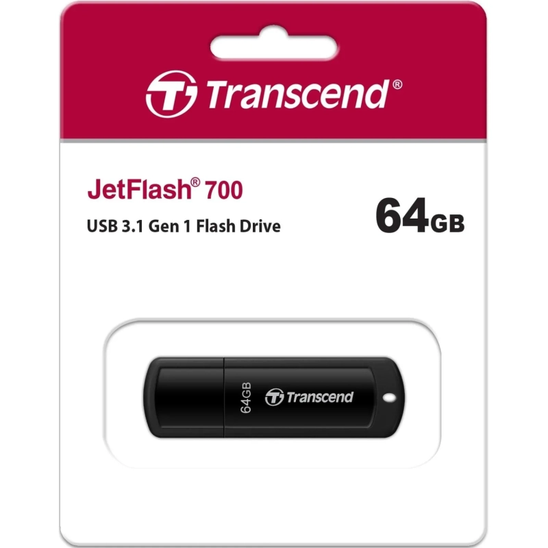 Флеш-память Transcend JetFlash 700, 64Gb, USB 3.1 G1, чер, TS64GJF700