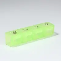 Таблетница, 9.7&times;2.7&times;1.7 см, 4 секции, зелёная