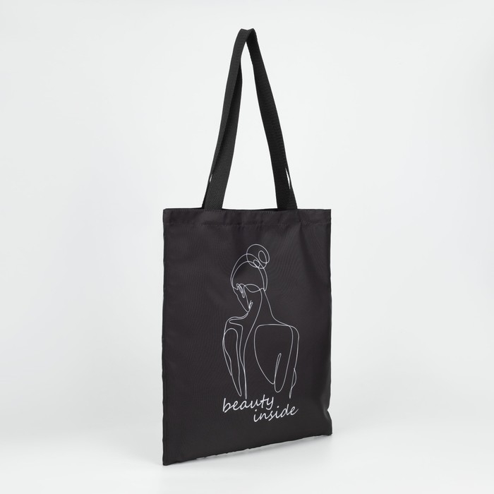 Шопер «Красота внутри» 35 х 0,5 х 40, отдел без молнии, без подклада, чёрный Шопер «Красота внутри» 35 х 0,5 х 40, отдел без молнии, без подклада, чёрный