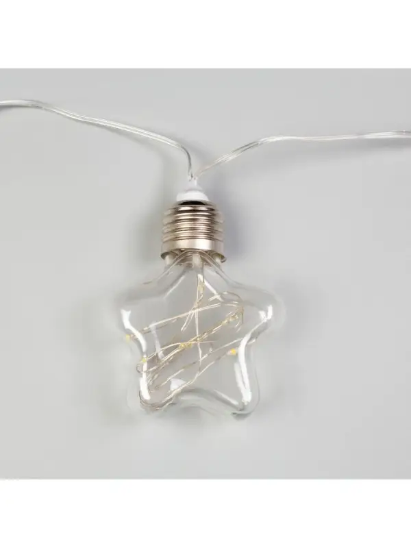 Гирлянда &laquo;Нить&raquo; 3 м с насадками &laquo;Лампочки звездочки&raquo;, IP20, прозрачная нить, 80 LED, свечение белое, 8 режимов, 220 В
