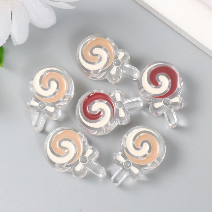 Набор бусин пластик "Кофейный аромат, Леденец на палочке" глянец набор 6 шт 1,8х2,8х0,9 см Набор бусин пластик "Кофейный аромат, Леденец на палочке" глянец набор 6 шт 1,8х2,8х0,9 см