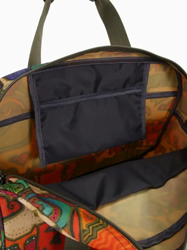Сумка дорожная на молнии, наружный карман, длинный ремень, разноцветная