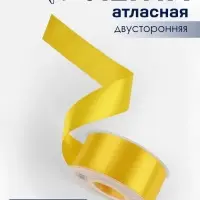 Лента атласная TEIRA, двухсторонняя, 38 мм, 25&plusmn;1 м, жёлтая №0645