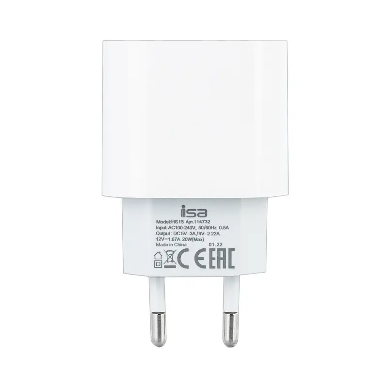 Переходник сетевого зарядного устройства HS15 на Type-C PD20W ISA белый