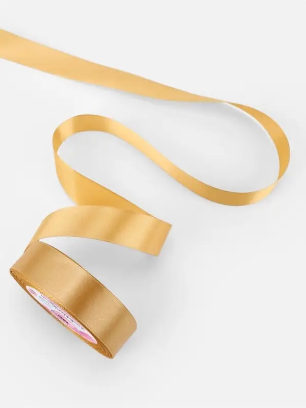 Лента атласная, 25 мм, 23&plusmn;1 м, золотисто-бежевая №186