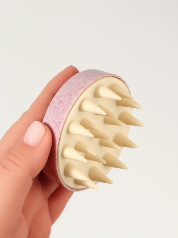 Щетка д/мытья и массажа головы силикон/пластик 7,5*7,5*6,5 см розов пакет QF