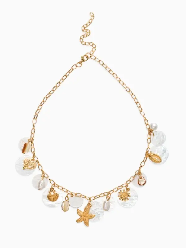 Колье "Летний вайб" ракушка, цвет белый в золоте