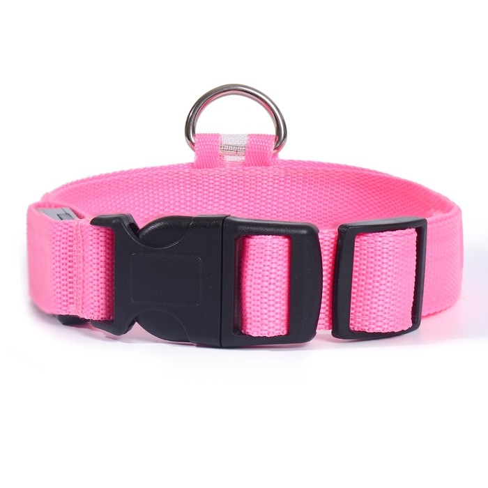Ошейник с подсветкой размер М, ОШ 40-48 х 2,5 см, 3 режима свечения розовый Ошейник с подсветкой размер М, ОШ 40-48 х 2,5 см, 3 режима свечения розовый
